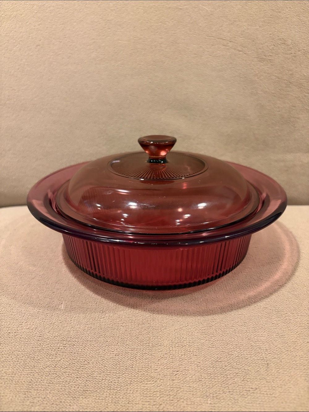 Vintage Corning Visions Cranberry (plum) medium 1 quart V31